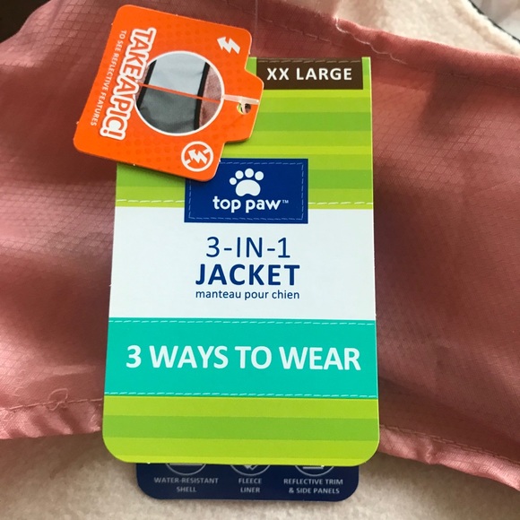 New W/ Tags 3 In 1 Dog Jacket Pink Fleece And Or Water Resistant Shell - Picture 3 of 11